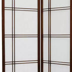 Paravent Shoji "Double Cross" de 6 pieds de haut - Noyer (5 panneaux)