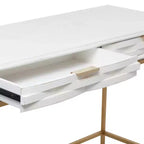 Console en métal contemporaine à 2 tiroirs, blanche