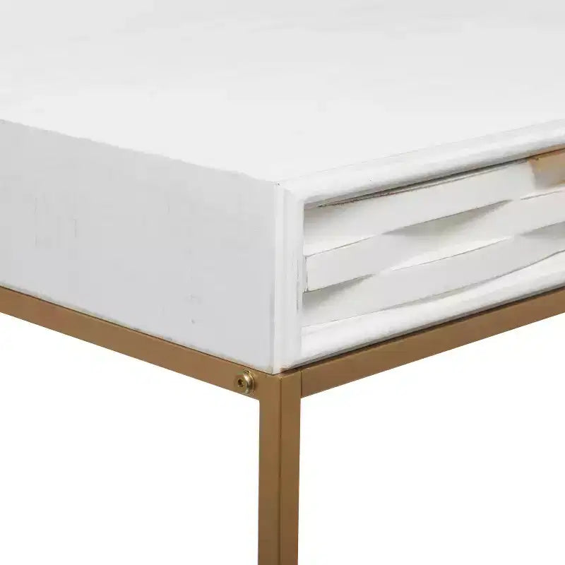 Console en métal contemporaine à 2 tiroirs, blanche