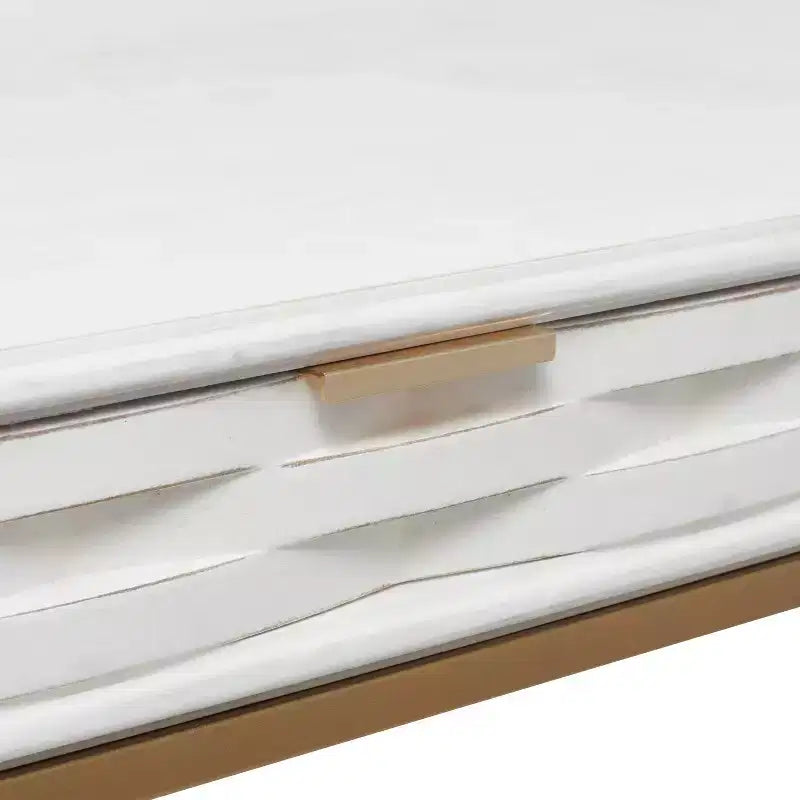 Console en métal contemporaine à 2 tiroirs, blanche
