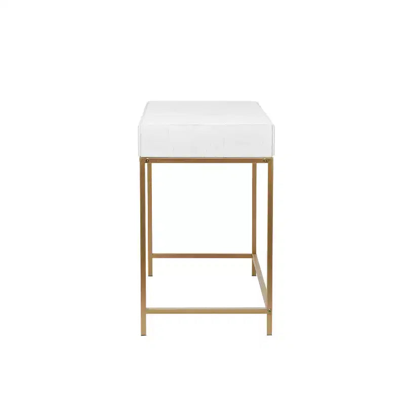 Console en métal contemporaine à 2 tiroirs, blanche