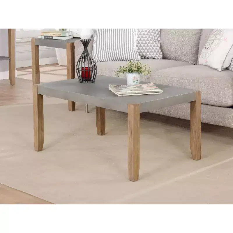 Table basse 36 po Davenport en similiciment et bois ambre clair