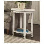 Table d'appoint ronde en bois, finition antique, style cottage