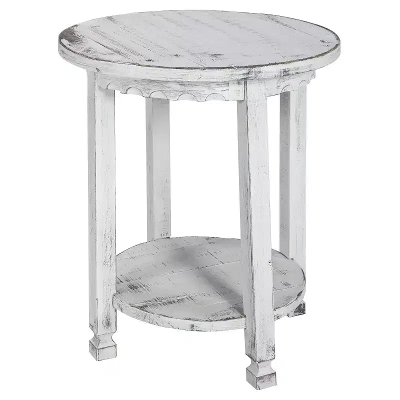 Table d'appoint ronde en bois, finition antique, style cottage