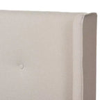 Lit plateforme Brooklyn Mid Century Modern en noyer et tissu rembourré beige