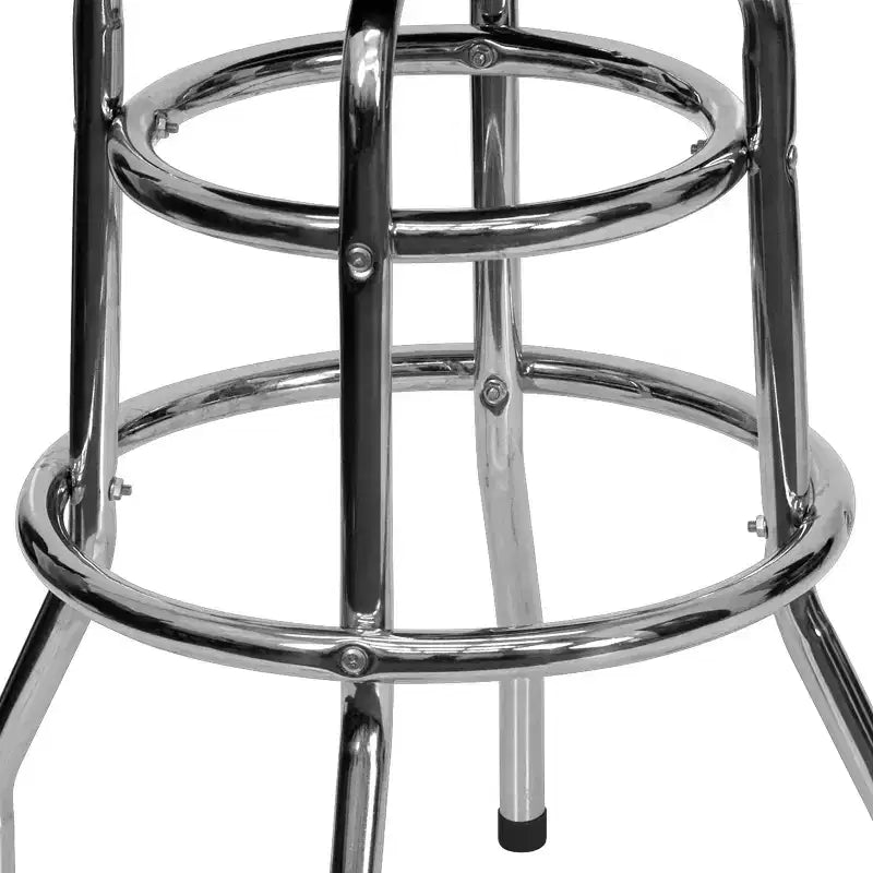 Tabouret de bar chromé double anneau