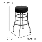 Tabouret de bar chromé double anneau