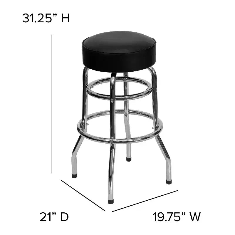 Tabouret de bar chromé double anneau