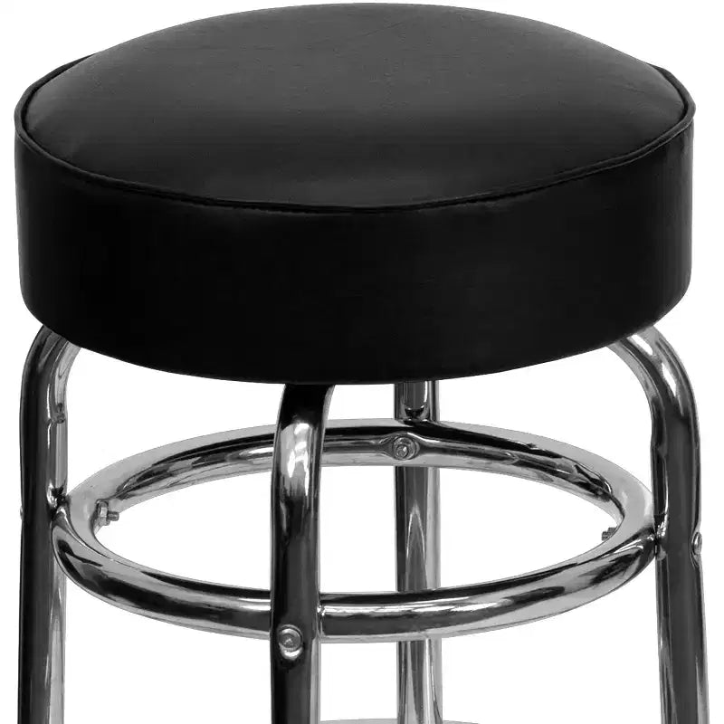 Tabouret de bar chromé double anneau
