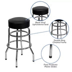 Tabouret de bar chromé double anneau