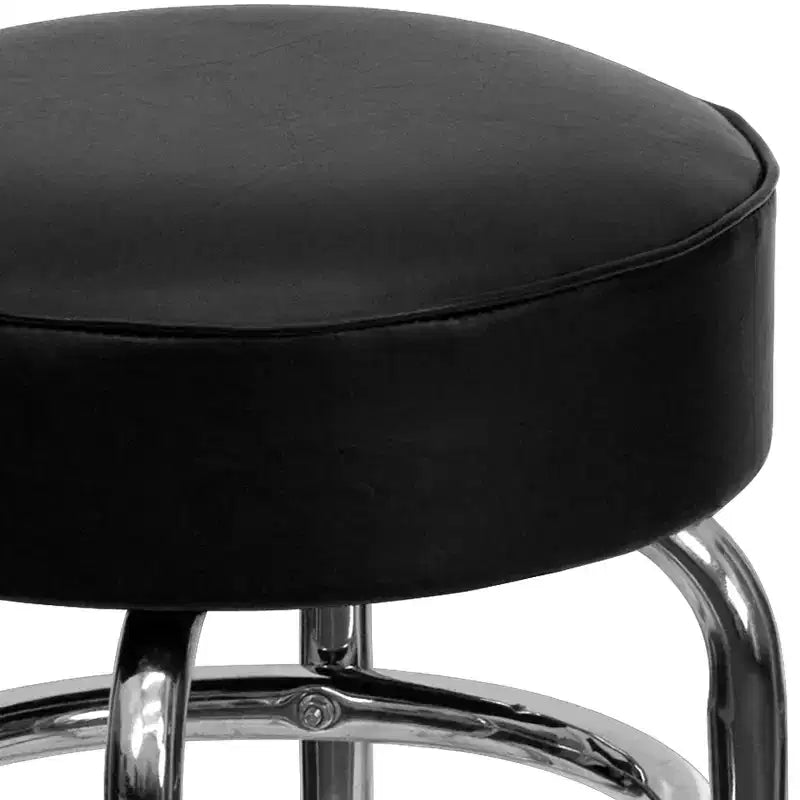 Tabouret de bar chromé double anneau