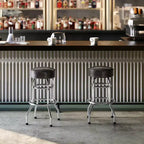 Tabouret de bar chromé double anneau