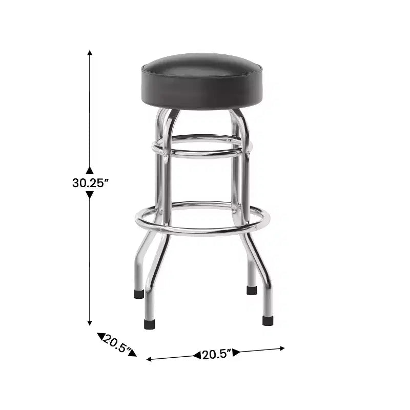 Tabouret de bar chromé double anneau