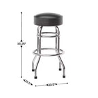 Tabouret de bar chromé double anneau