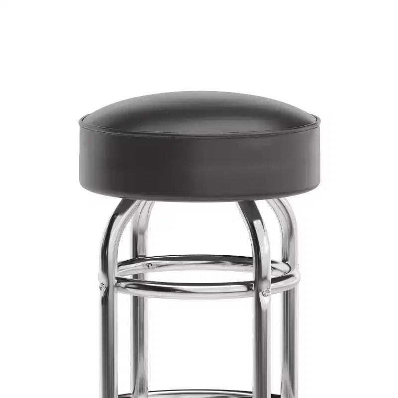 Tabouret de bar chromé double anneau