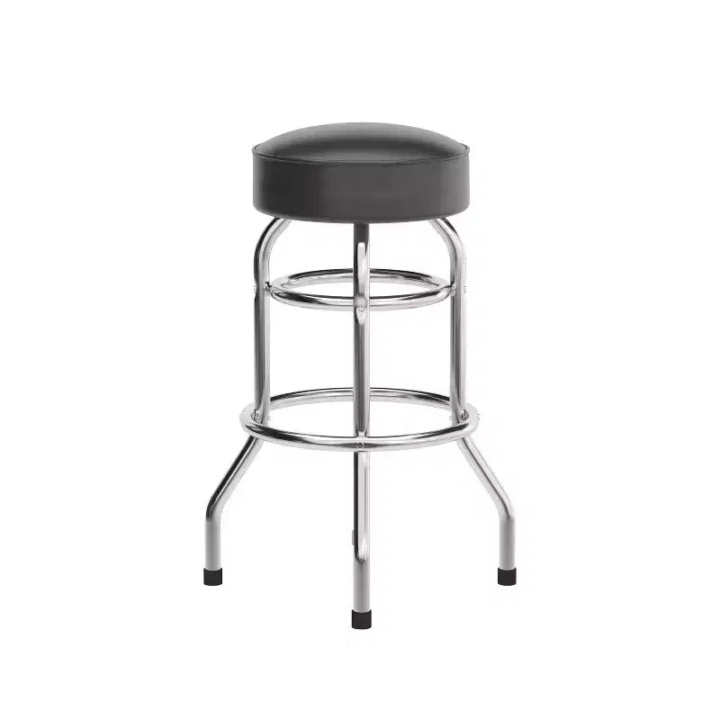 Tabouret de bar chromé double anneau