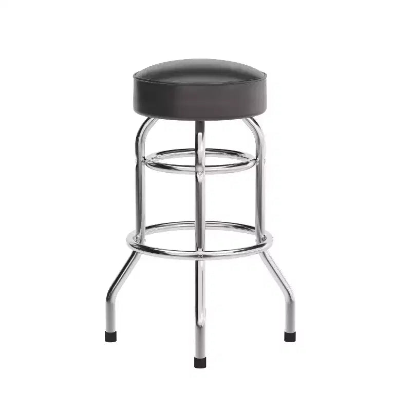 Tabouret de bar chromé double anneau