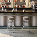 Tabouret de bar chromé double anneau