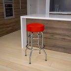 Tabouret de bar chromé double anneau