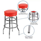 Tabouret de bar chromé double anneau