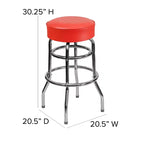 Tabouret de bar chromé double anneau