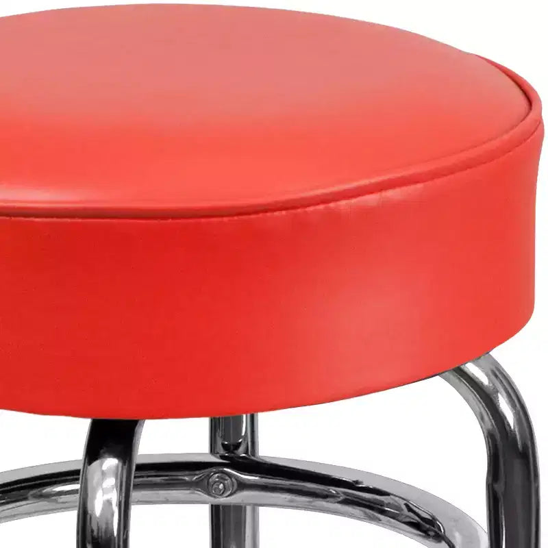 Tabouret de bar chromé double anneau