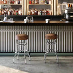Tabouret de bar chromé double anneau