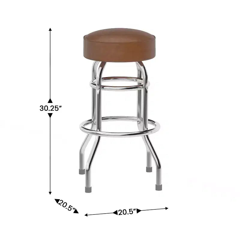 Tabouret de bar chromé double anneau
