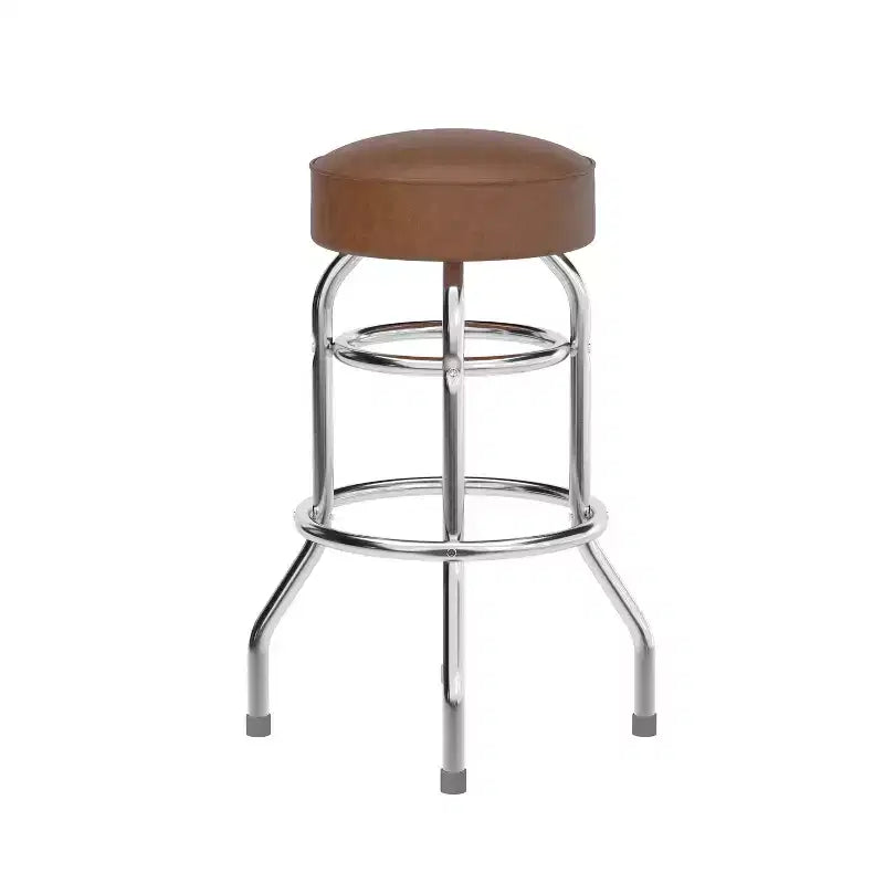 Tabouret de bar chromé double anneau