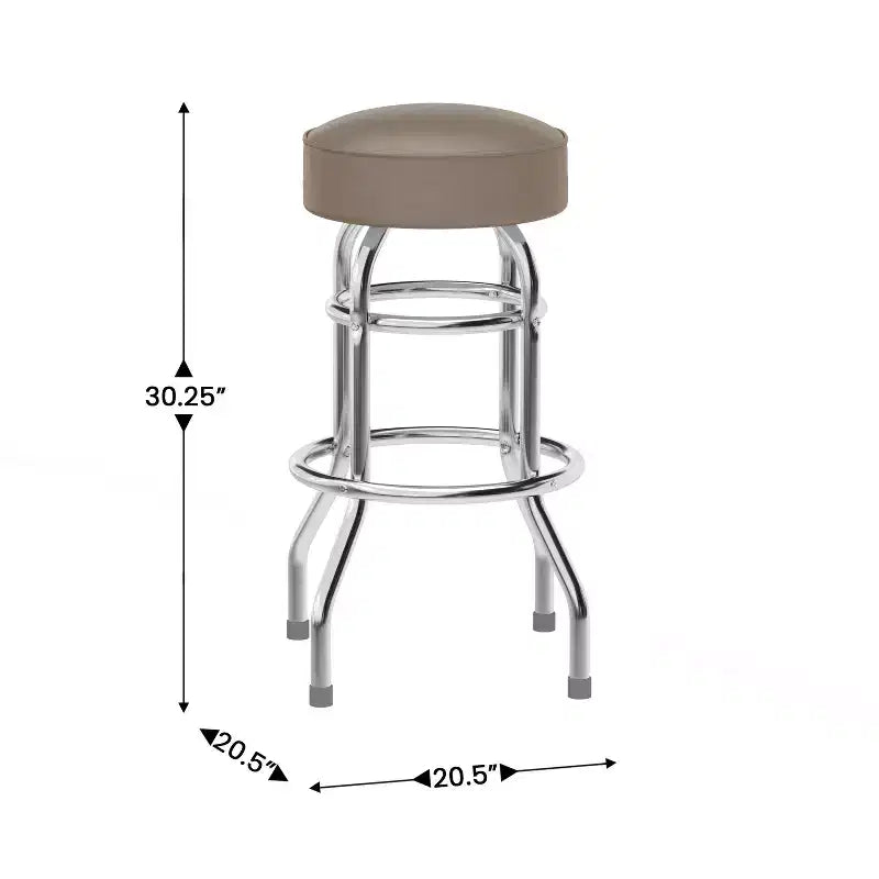 Tabouret de bar chromé double anneau