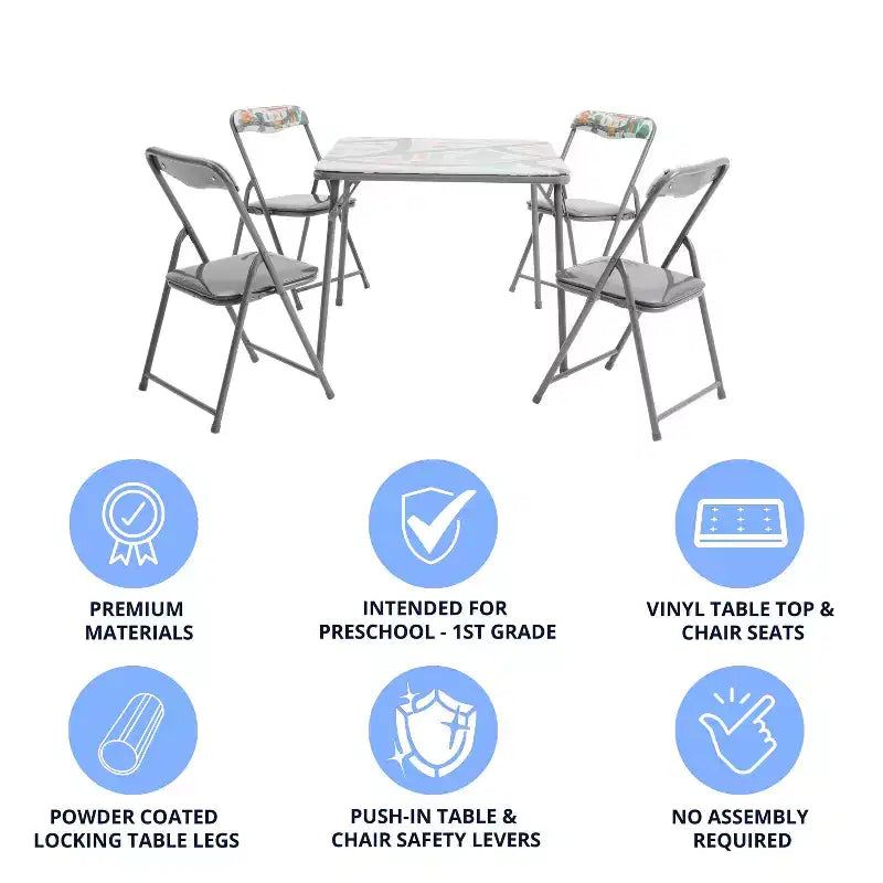 Ensemble table et chaises pliantes 5 pièces pour enfants