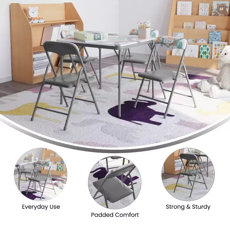 Ensemble table et chaises pliantes 5 pièces pour enfants
