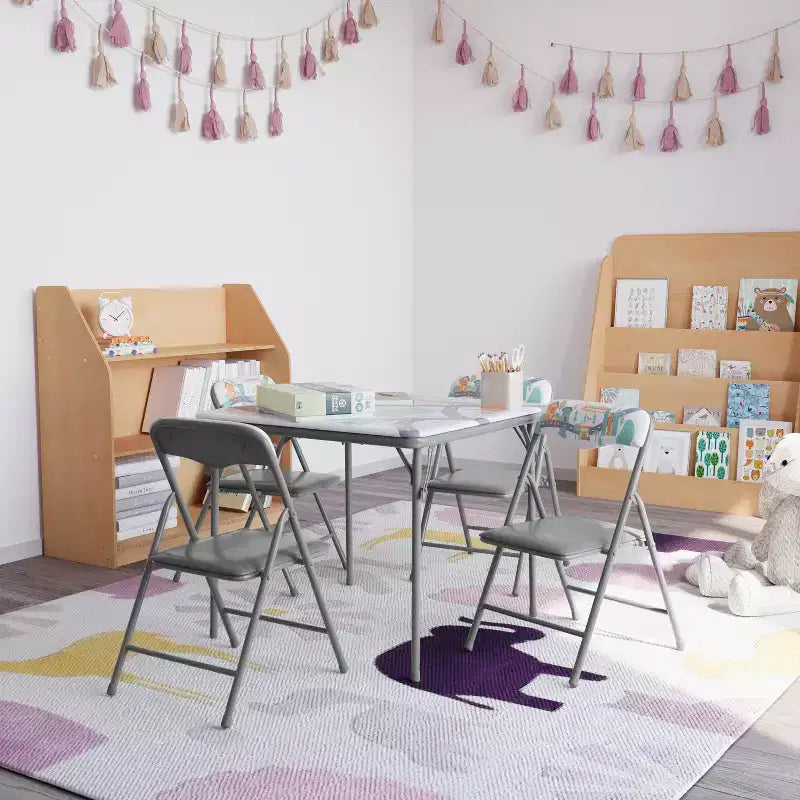 Ensemble table et chaises pliantes 5 pièces pour enfants
