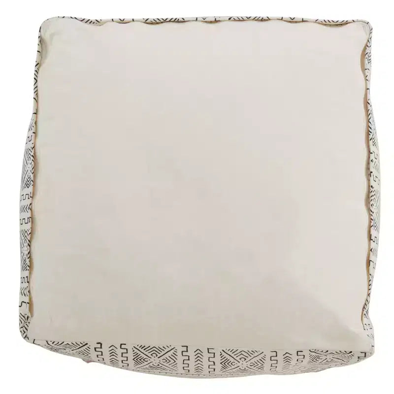 Pouf de sol Mudcloth à motif abstrait