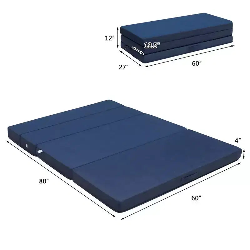 Matelas pliant futon en mousse de 10 cm (4 po) pliant en quatre, format grand lit