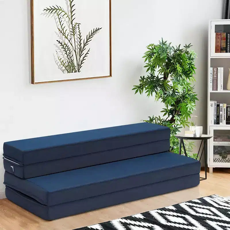 Matelas pliant futon en mousse de 10 cm (4 po) pliant en quatre, format grand lit