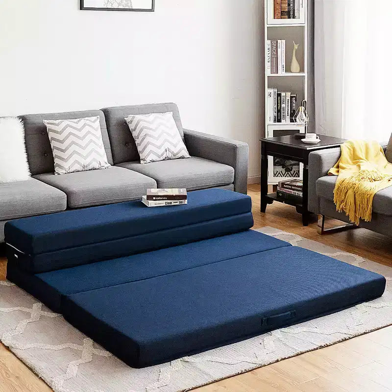 Matelas pliant futon en mousse de 10 cm (4 po) pliant en quatre, format grand lit