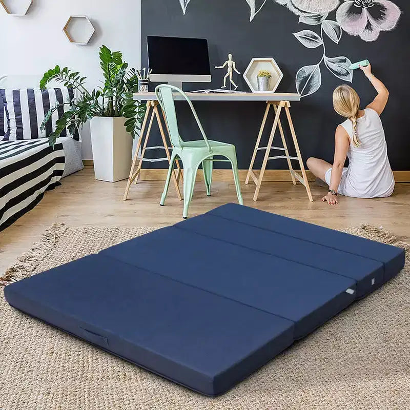 Matelas pliant futon en mousse de 10 cm (4 po) pliant en quatre, format grand lit