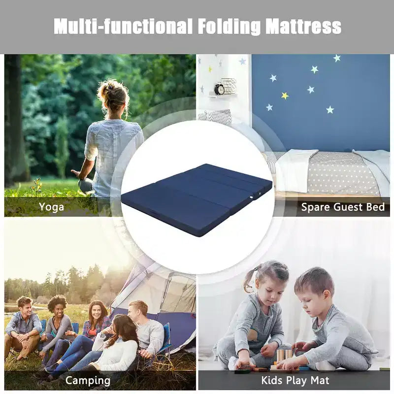 Matelas pliant futon en mousse de 10 cm (4 po) pliant en quatre, format grand lit