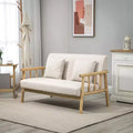 Canapé 2 places de 122 cm pour petits espaces, causeuse moderne pour chambre à coucher, salon, etc., petit canapé rembourré, beige