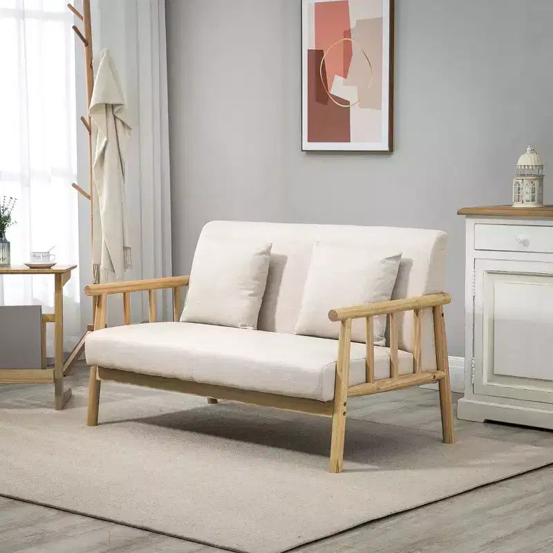 Canapé 2 places de 122 cm pour petits espaces, causeuse moderne pour chambre à coucher, salon, etc., petit canapé rembourré, beige