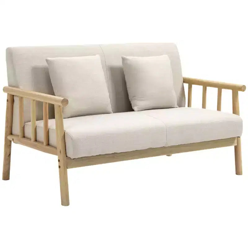 Canapé 2 places de 122 cm pour petits espaces, causeuse moderne pour chambre à coucher, salon, etc., petit canapé rembourré, beige