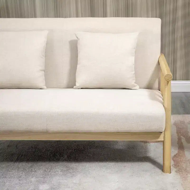 Canapé 2 places de 122 cm pour petits espaces, causeuse moderne pour chambre à coucher, salon, etc., petit canapé rembourré, beige
