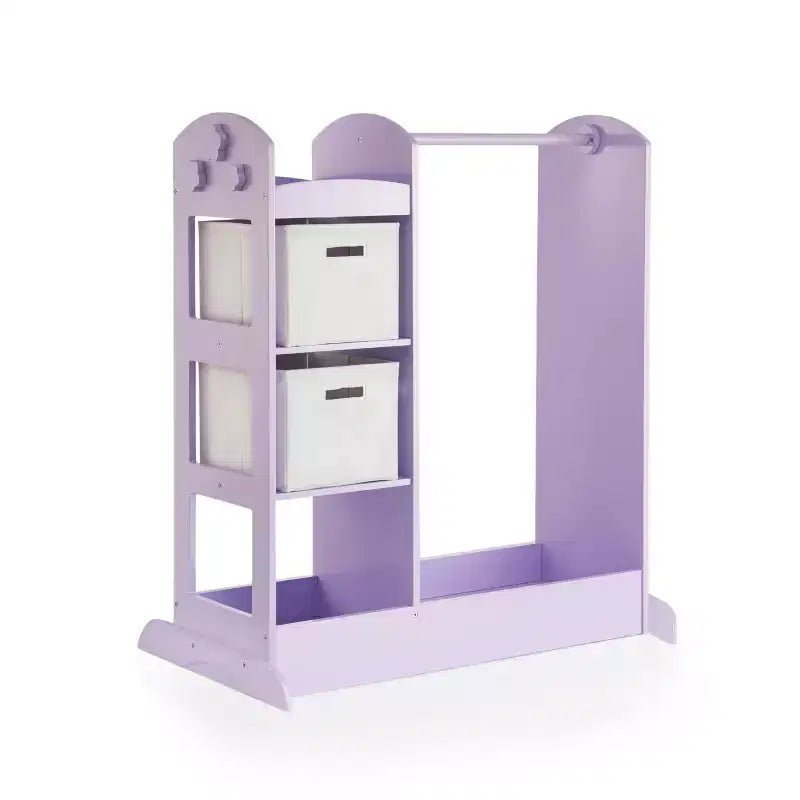 Centre de déguisement « See and Store » : Organisateur de vêtements et de costumes pour enfants, Étagère de rangement suspendue avec miroir et bacs de rangement