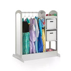 Centre de déguisement « See and Store » : Organisateur de vêtements et de costumes pour enfants, Étagère de rangement suspendue avec miroir et bacs de rangement