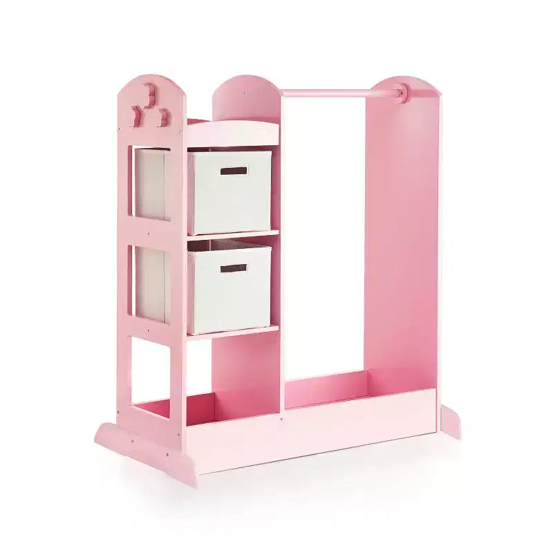 Centre de déguisement « See and Store » : Organisateur de vêtements et de costumes pour enfants, Étagère de rangement suspendue avec miroir et bacs de rangement
