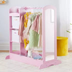 Centre de déguisement « See and Store » : Organisateur de vêtements et de costumes pour enfants, Étagère de rangement suspendue avec miroir et bacs de rangement
