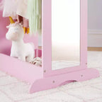 Centre de déguisement « See and Store » : Organisateur de vêtements et de costumes pour enfants, Étagère de rangement suspendue avec miroir et bacs de rangement