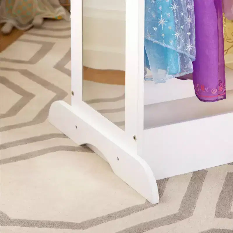 Centre de déguisement « See and Store » : Organisateur de vêtements et de costumes pour enfants, Étagère de rangement suspendue avec miroir et bacs de rangement