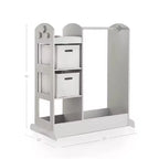 Centre de déguisement « See and Store » : Organisateur de vêtements et de costumes pour enfants, Étagère de rangement suspendue avec miroir et bacs de rangement